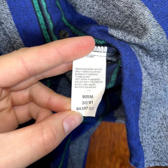 Dockers Men's XL 100% Cotton Blue Green Striped Longsleeve Cowboy Western Button - Picture 6 of 6